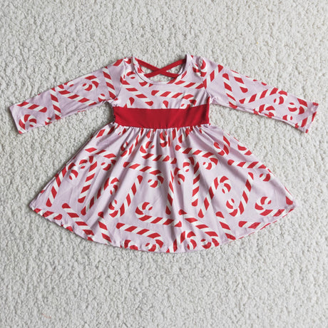 Candy cane long sleeve twirl Christmas dresses
