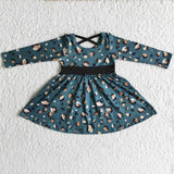Leopard long sleeve girls twirl dresses