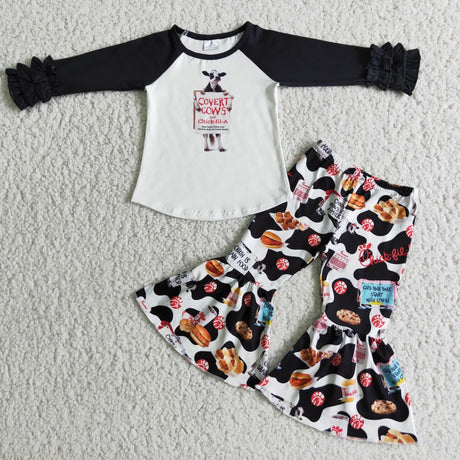 Long sleeve cow print fries fall winter outfits