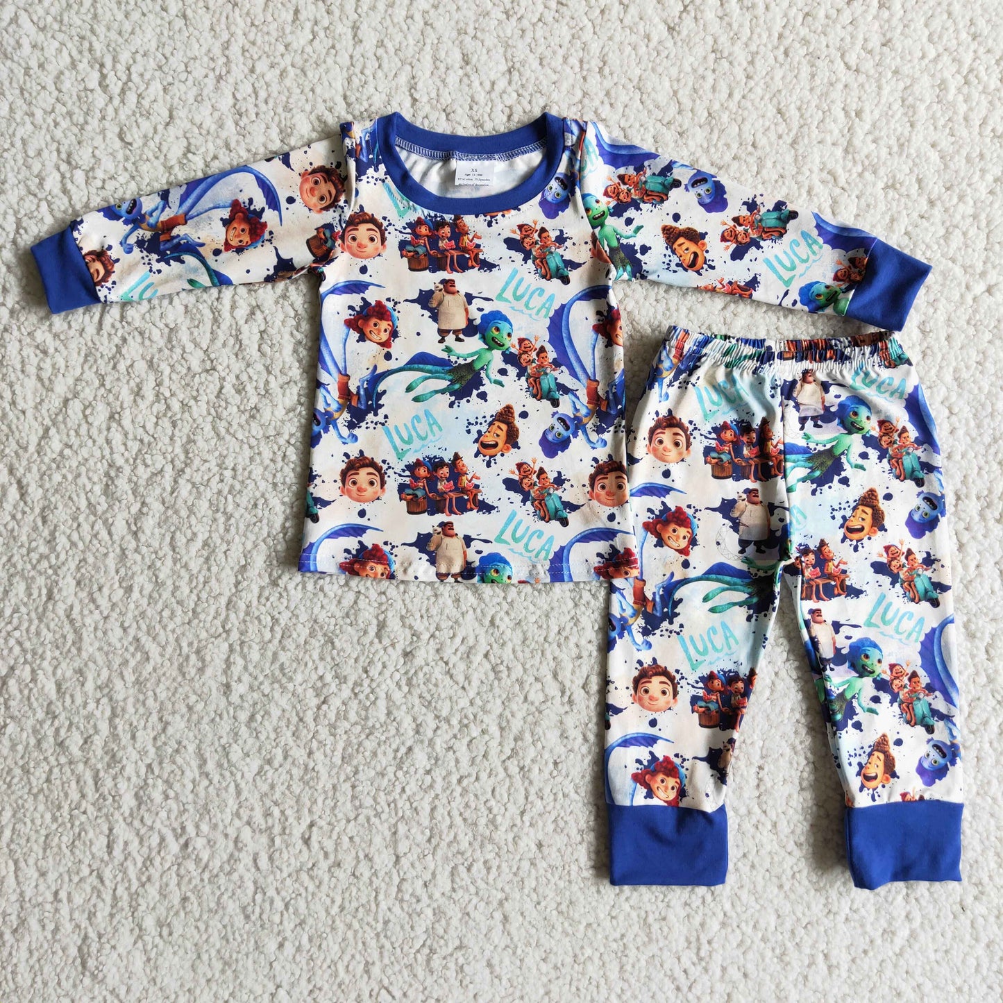 Blue sea long sleeve pants boy pajamas