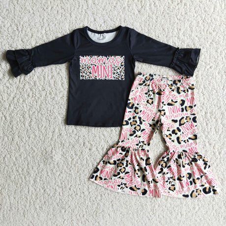 Mamas mini black shirt bell bottom pants girls boutique clothing
