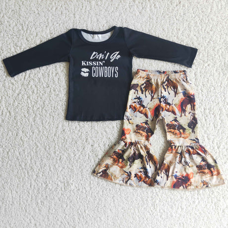 Black long sleeve cowboys shirt pants girls western outfits