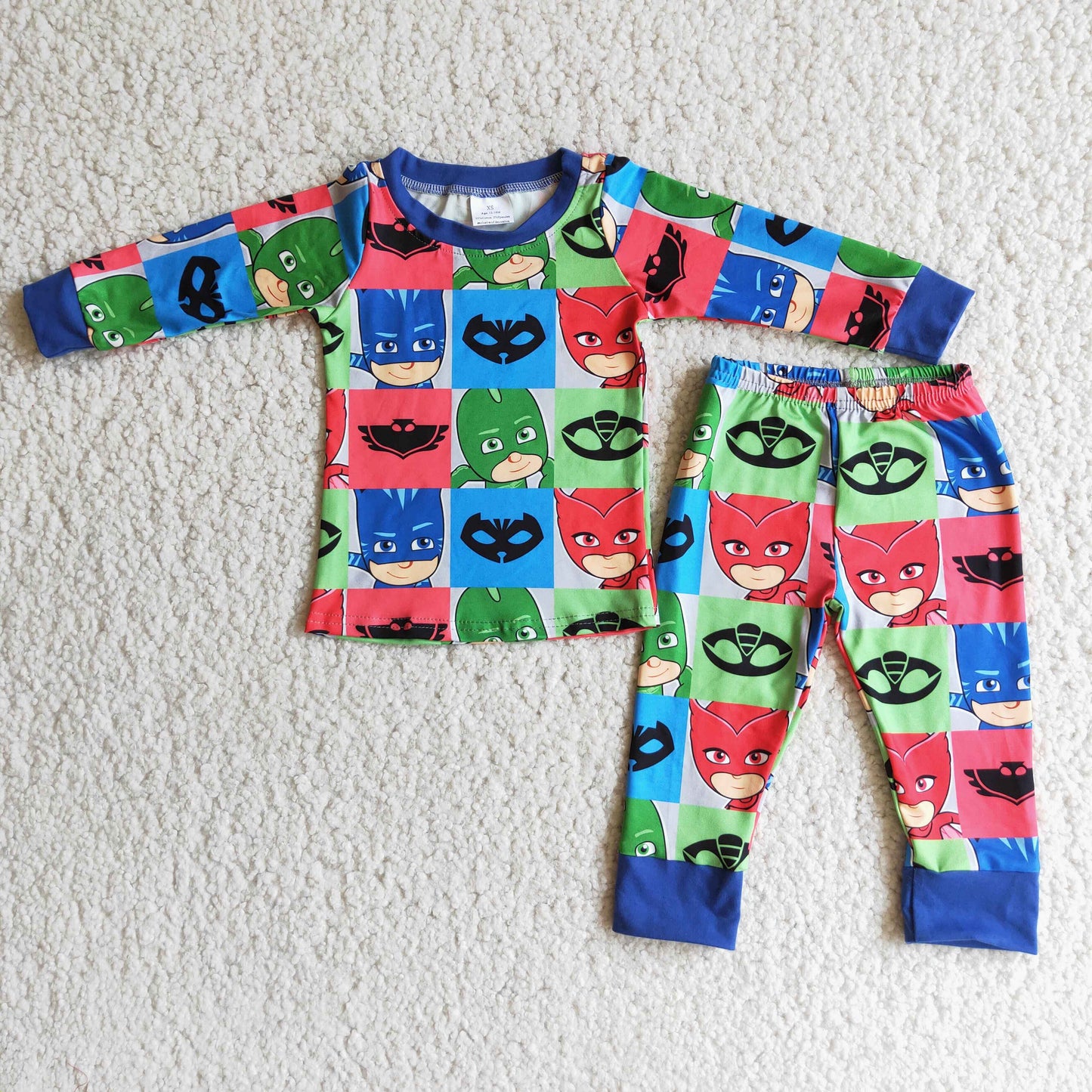 Cute hero long sleeve pants boy pajamas