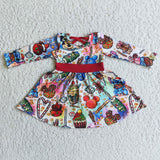 Cute snacks long sleeve girls twirl Christmas dresses