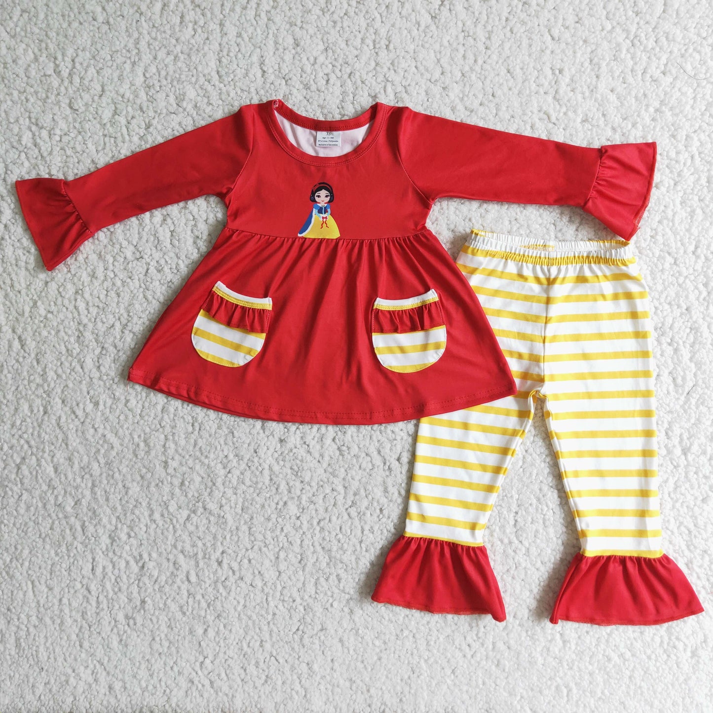 Red pocket tunic stripe pants princess girls boutique outfits