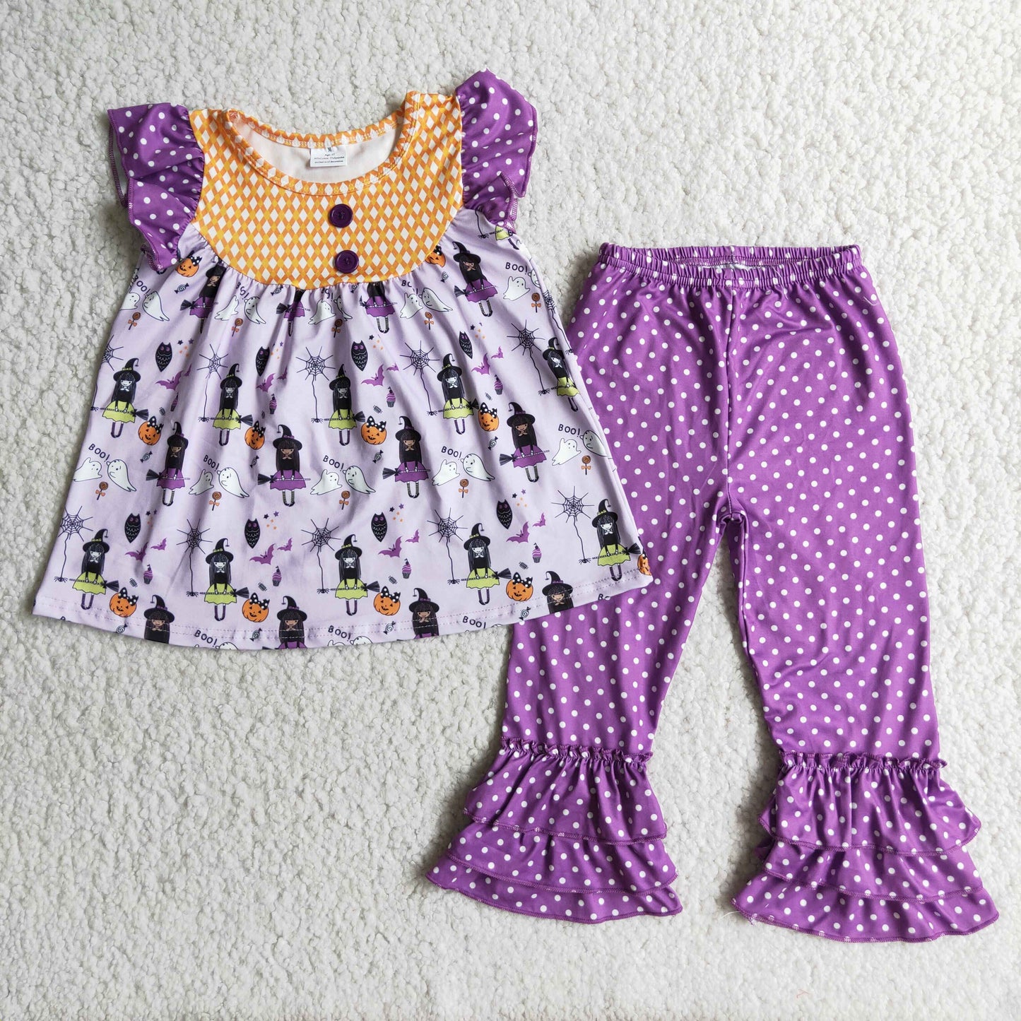 Ghost witch tunic purple pants girls Halloween clothing