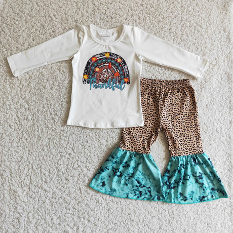 Thankful shirt leopard pants girls western thanksgiving clothing