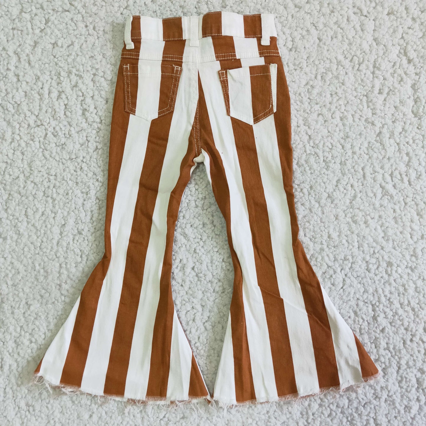 Stripe waistband girls denim pants