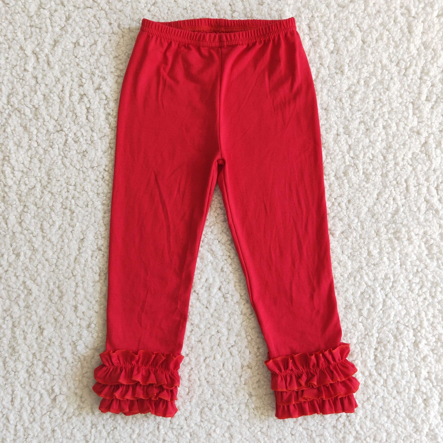 Red cotton girls icing ruffle leggings