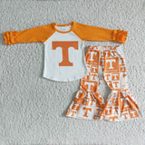 Long sleeve bell bottom pants girls team set