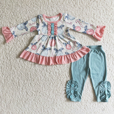 Jingle bells print tunic solid leggings girls Christmas clothing