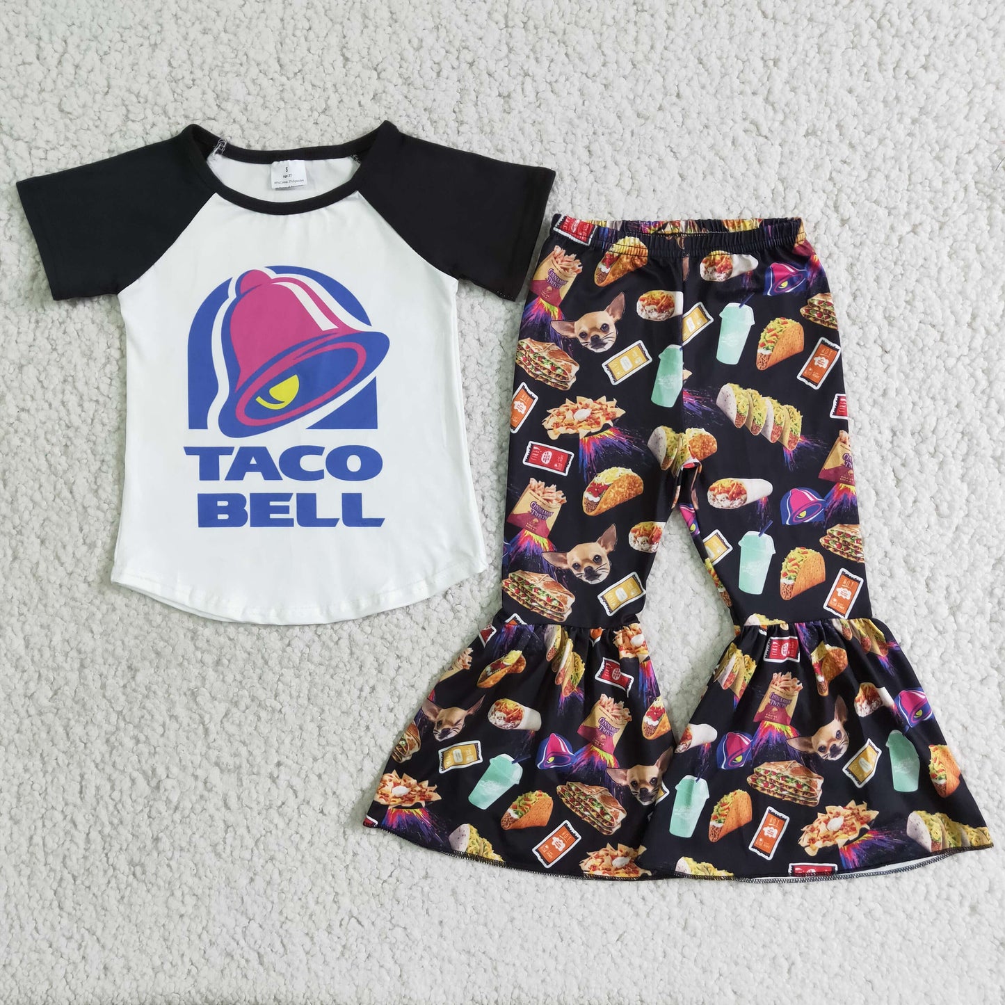 Taco bell shirt bell bottom pants kids clothing set