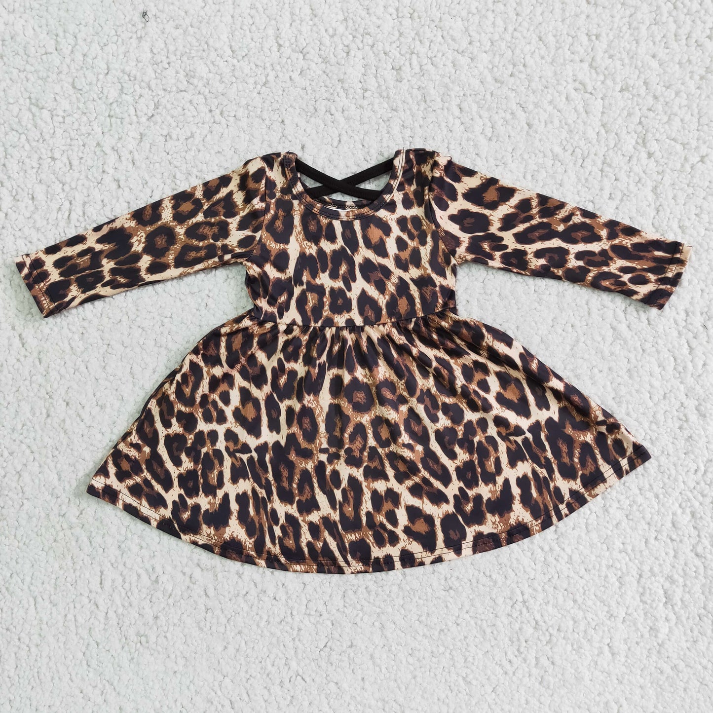 Leopard print long sleeve baby girl twirl dresses