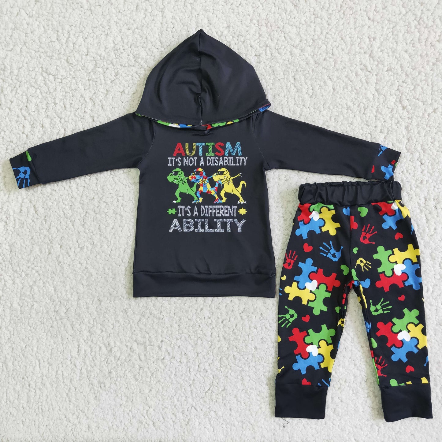 Autism is not a disability it's a different ability boy hoodie set