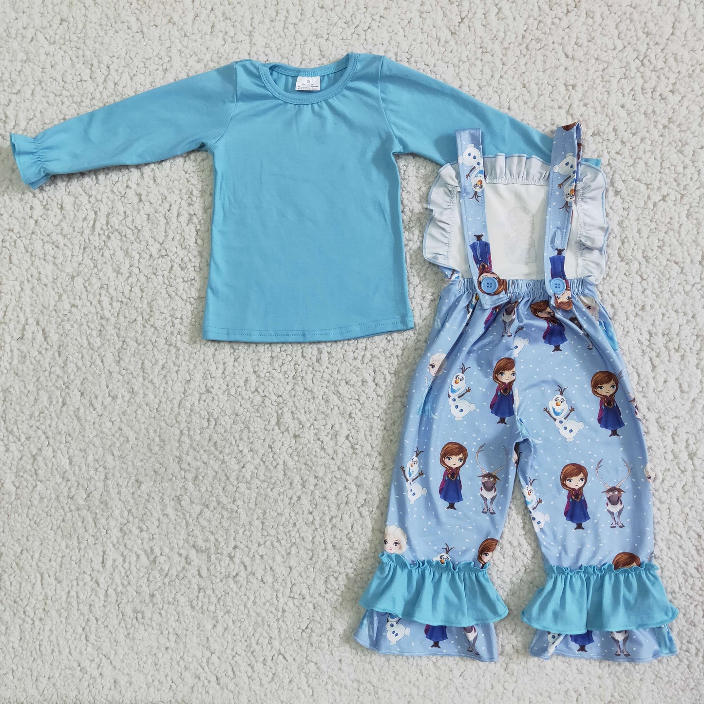 Blue cotton shirt ice overalls girls boutique clothing