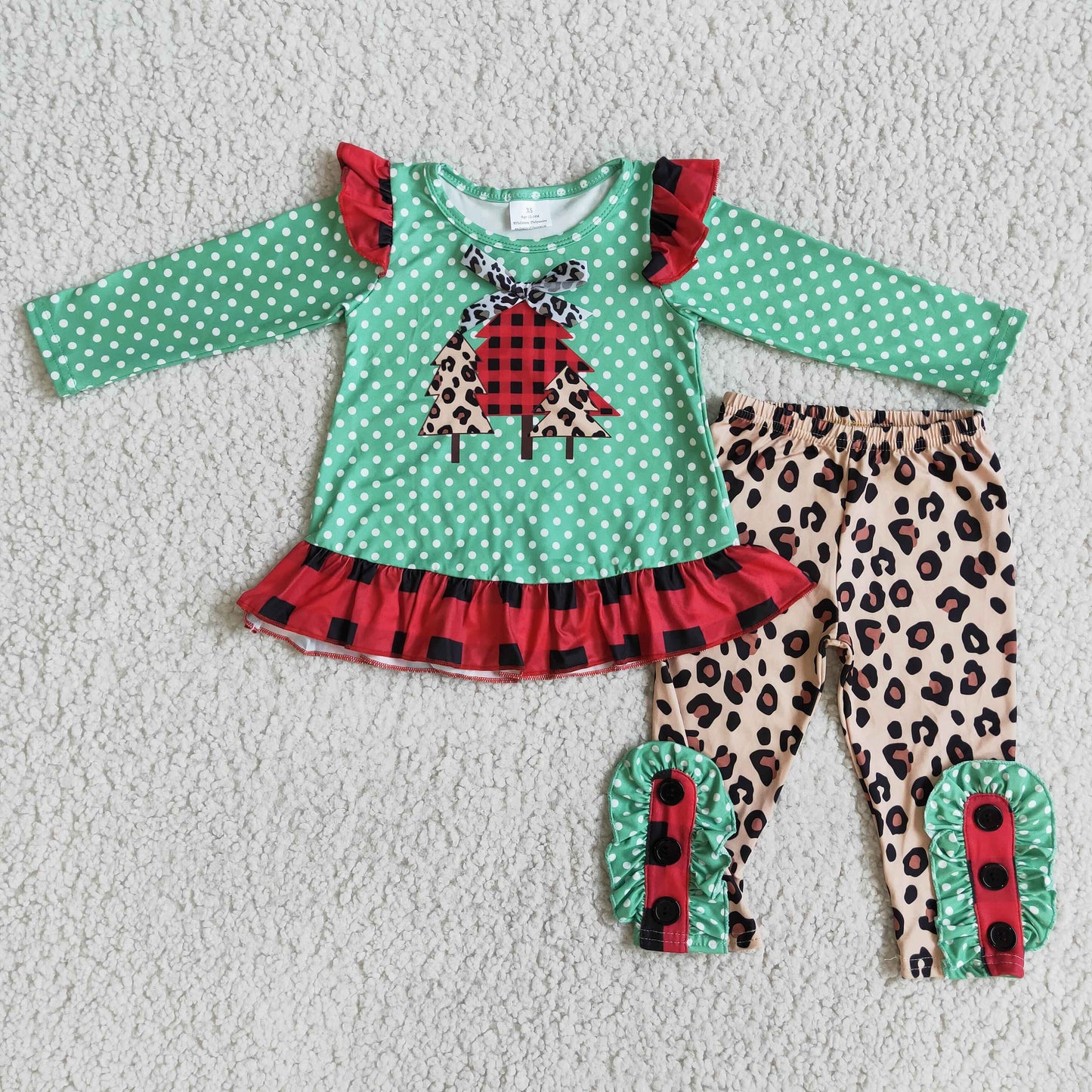 Christmas tree polka dots kids clothing set