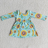 Sunflower long sleeve baby girls dresses
