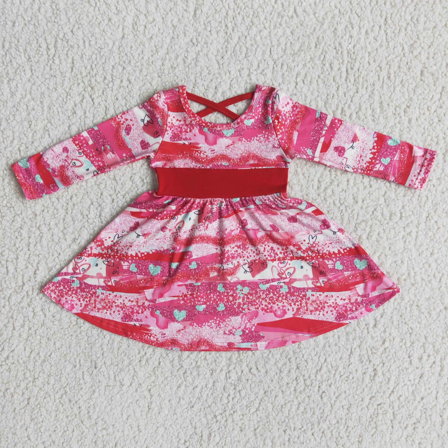 Long sleeve baby girls valentine's twirl dresses