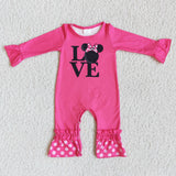 Love pink mouse baby girls valentine's day romper