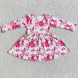 I love you heart floral print long sleeve girls valentine's dresses