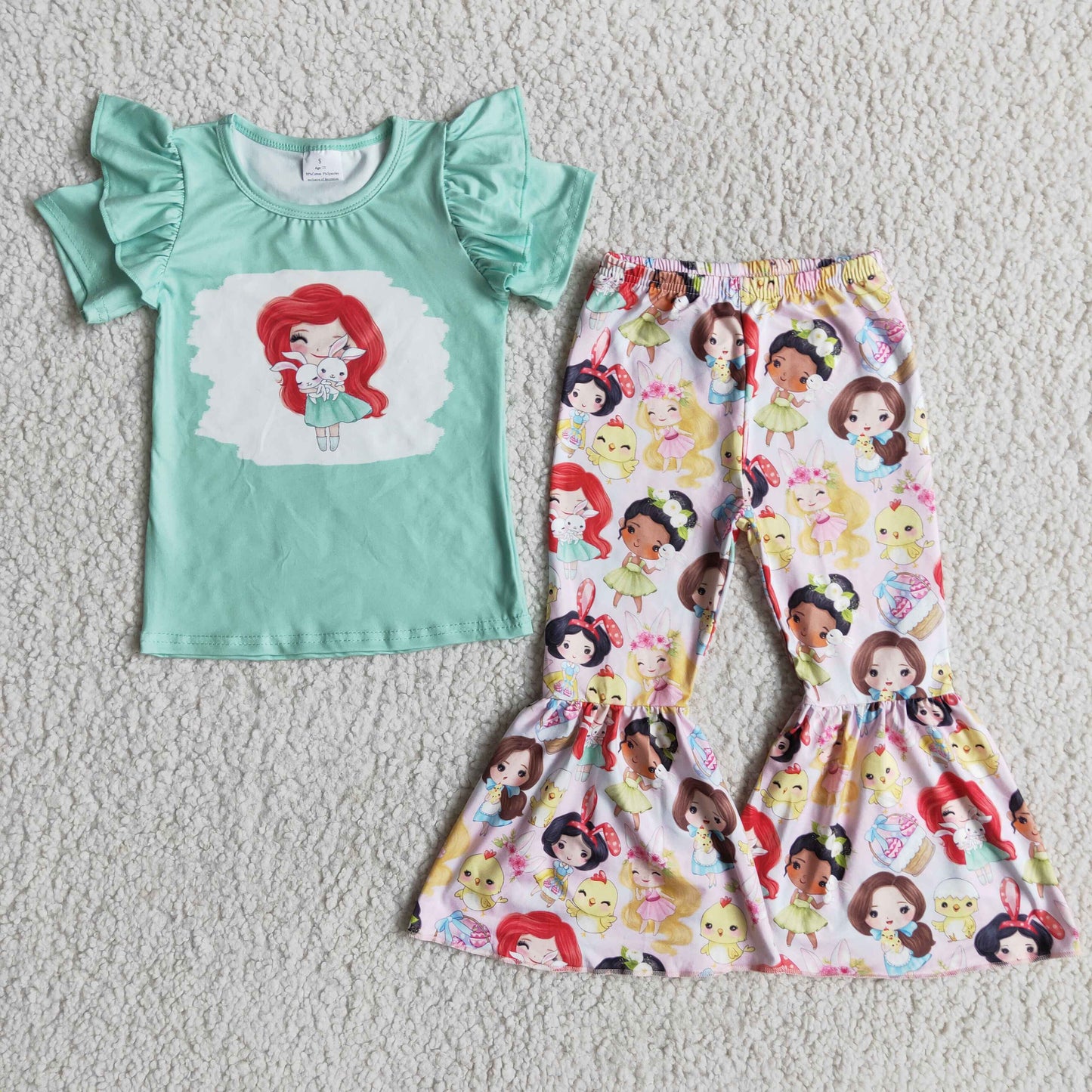 Princess bunny print baby girls princess easter clothing set
