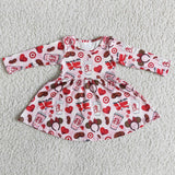 Long sleeve coffee drink cart girls twirl dresses