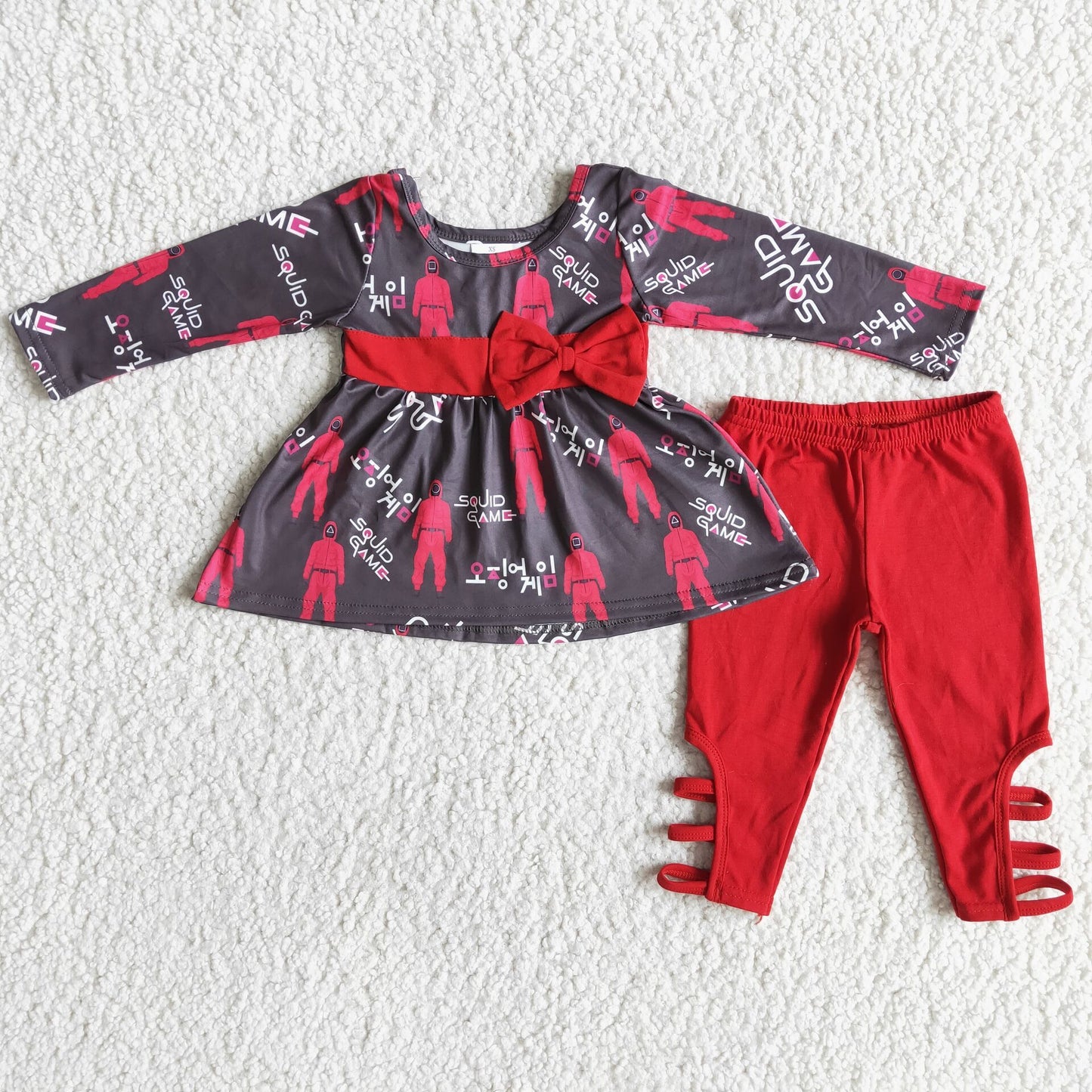 Red bow tunic match criss cross leggings girls boutique clothing