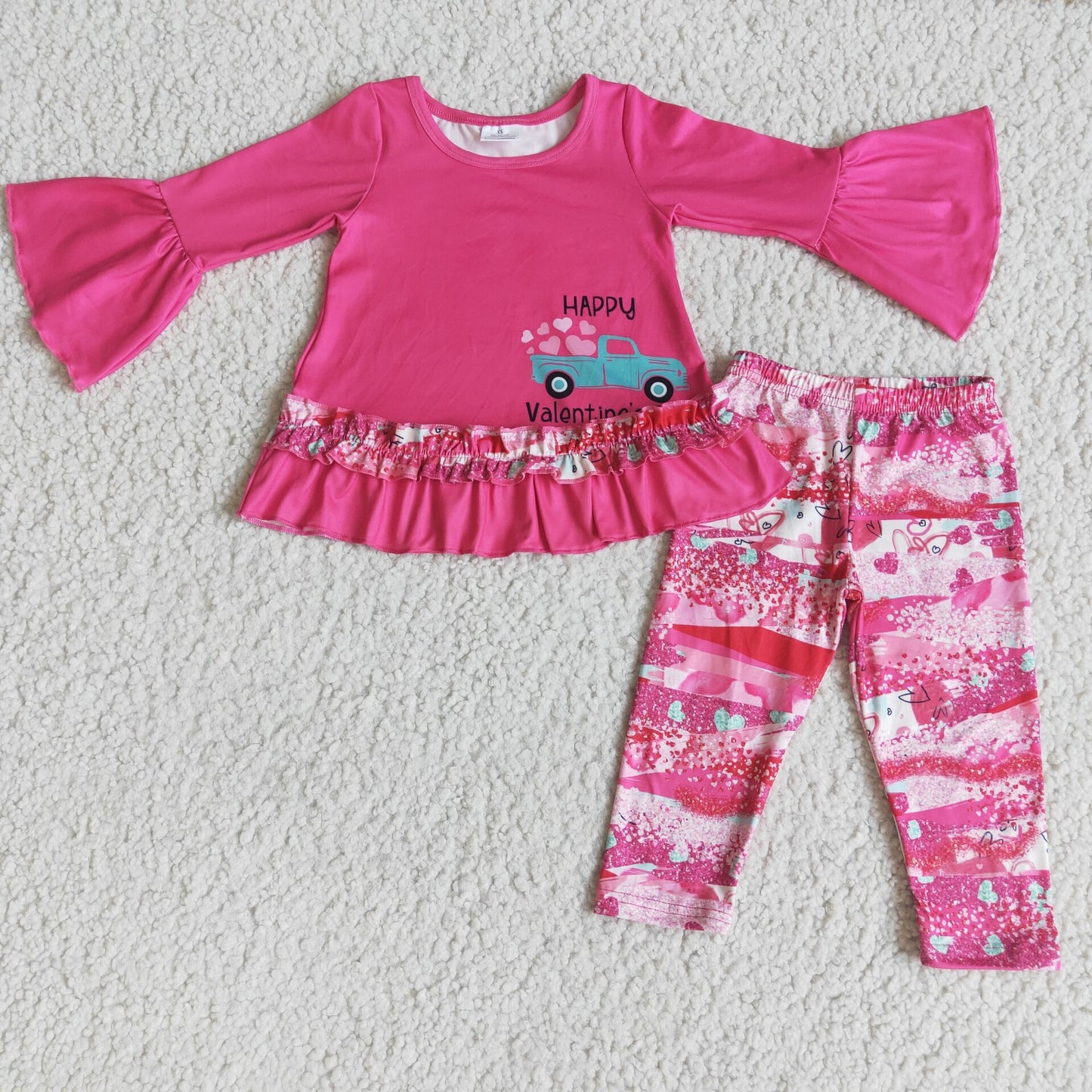 Happy valentine's shirt leggings baby girls cute outfits