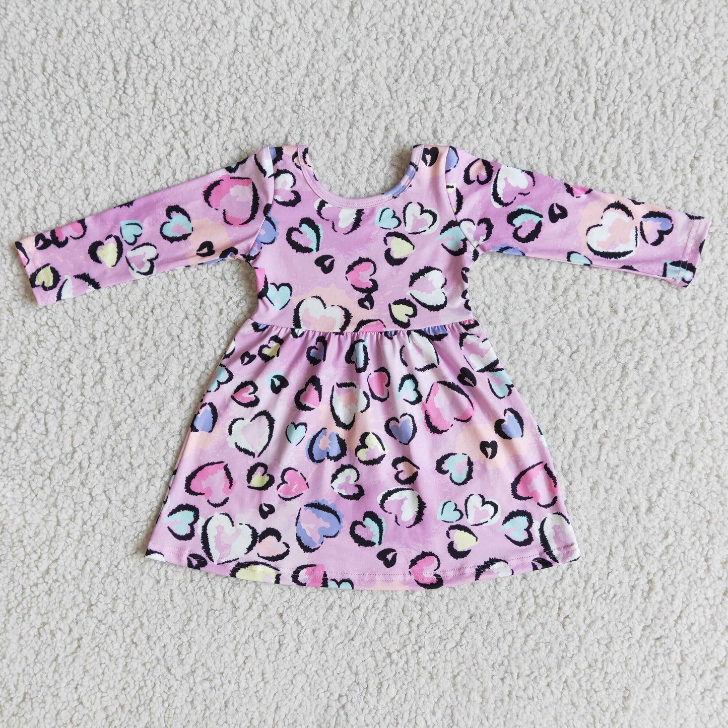 Long sleeve heart print baby girls valentine's dresses