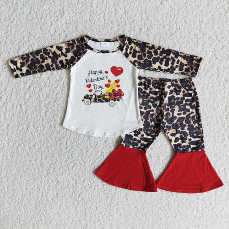 Happy valentine's day shirt leopard pants girls outfits