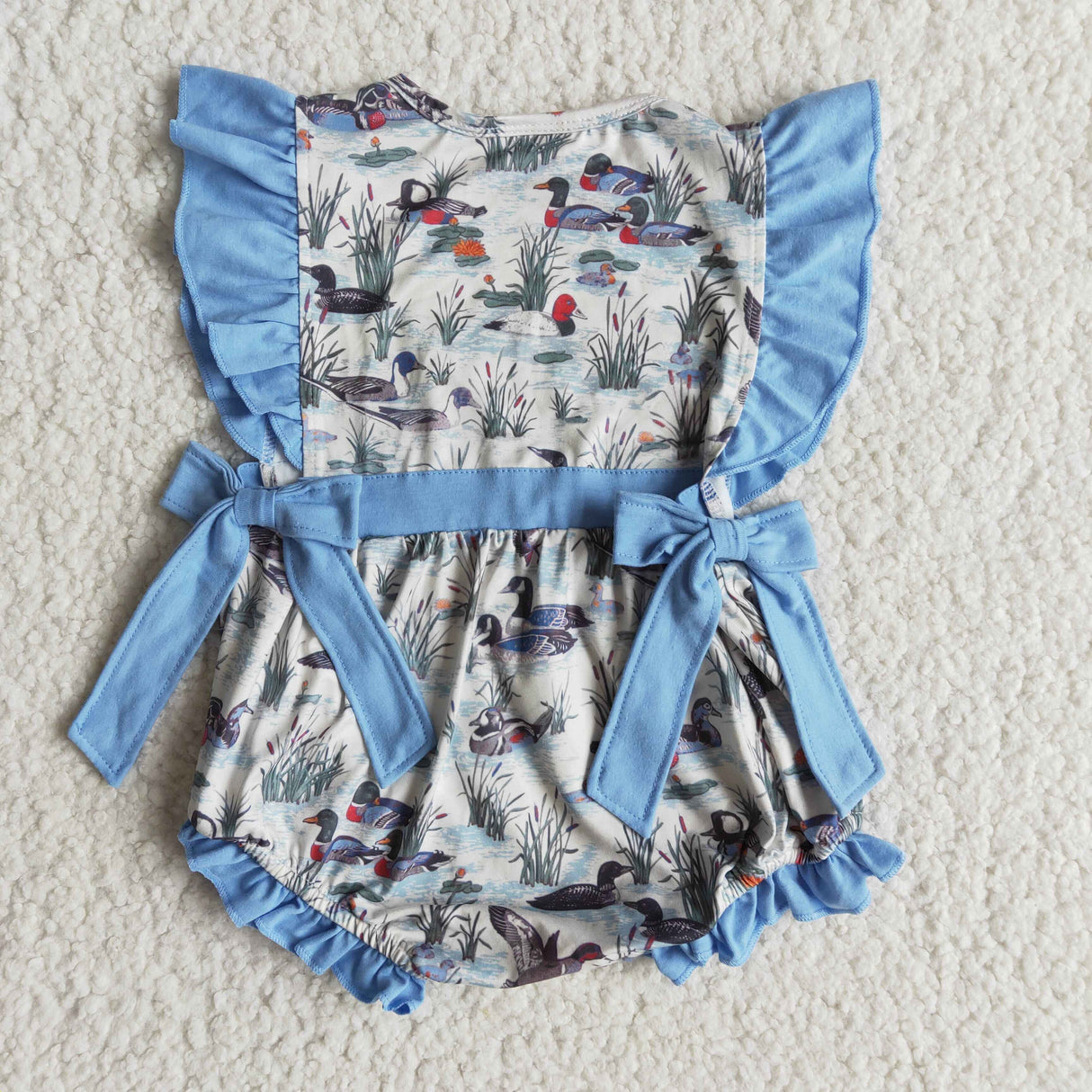 Fluttler sleeve duck print bubbles baby summer romper