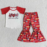 Peace love ragan bell bottom pants girls team clothing set