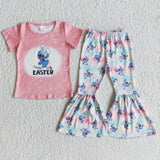 Short sleeve koala shirt bell bottom pants cute girls easter clothing