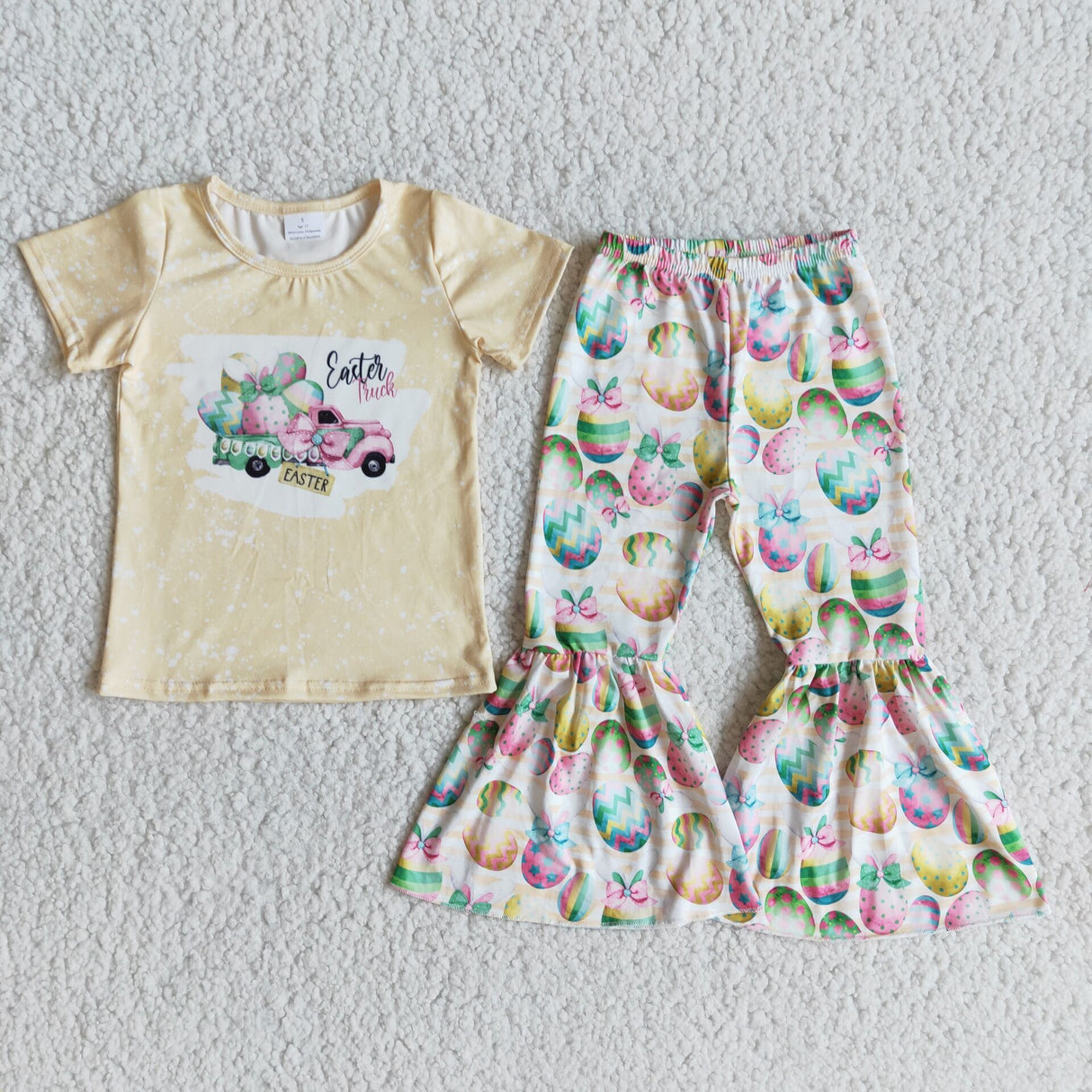 Easter truck shirt egg print bell bottom pants kids girls boutique clothing