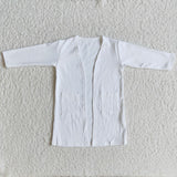 White long sleeve pockets spring cotton cardigan