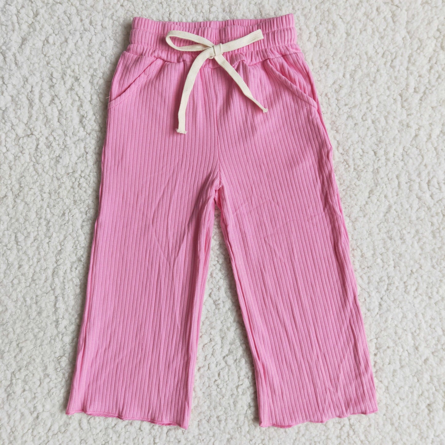 Hot pink stripe cotton elastic waistband pants