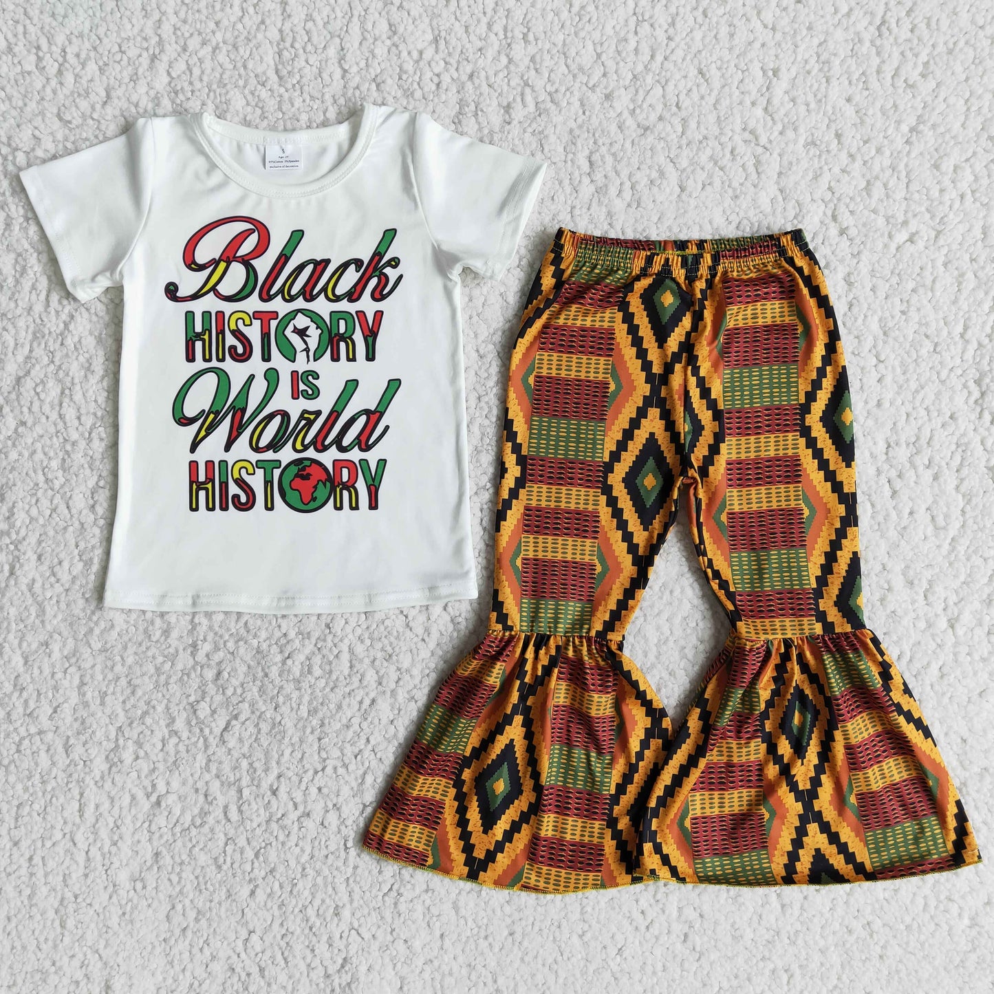 Black history is world history shirt bell bottom pants girls clothes