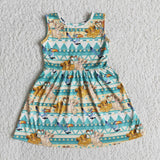 Lion print sleeveless baby girls summer dresses