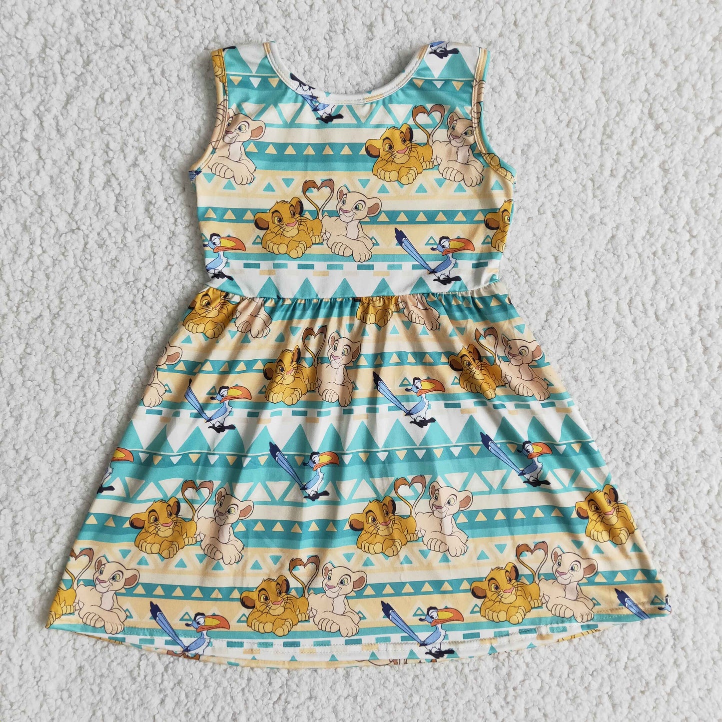 Lion print sleeveless baby girls summer dresses