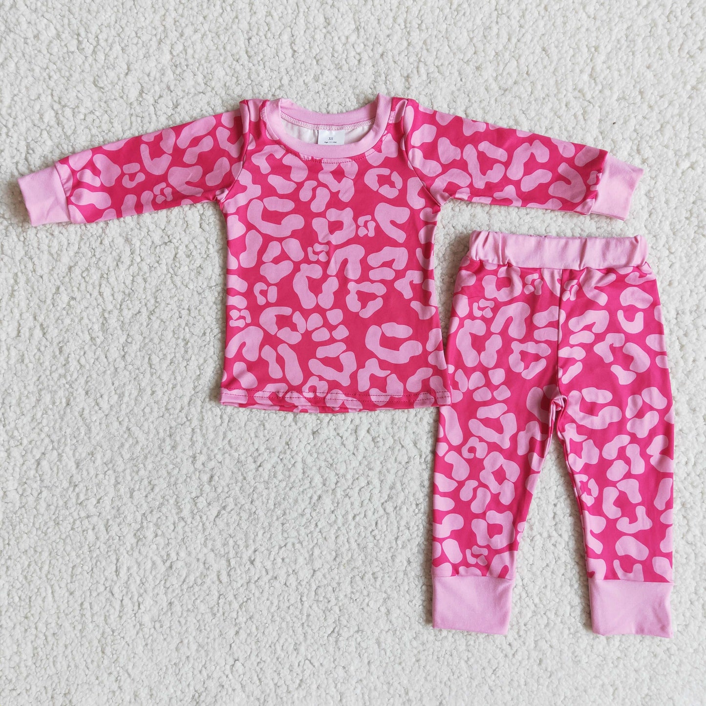 Pink leopard print baby girls valentine's day pajamas