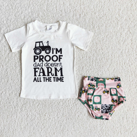 I am proof dad doesn't farm all the time tractor bummies baby kids clothing