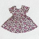 Short sleeve leopard mouse print toddler girls twirl summer dresses