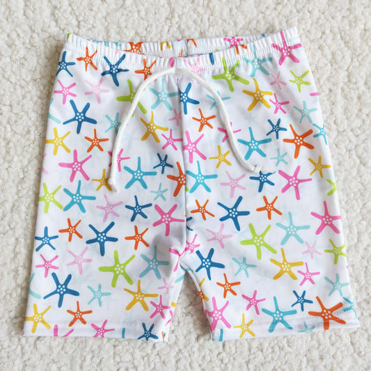 Starfish print kids boy summer swimsuit trunks