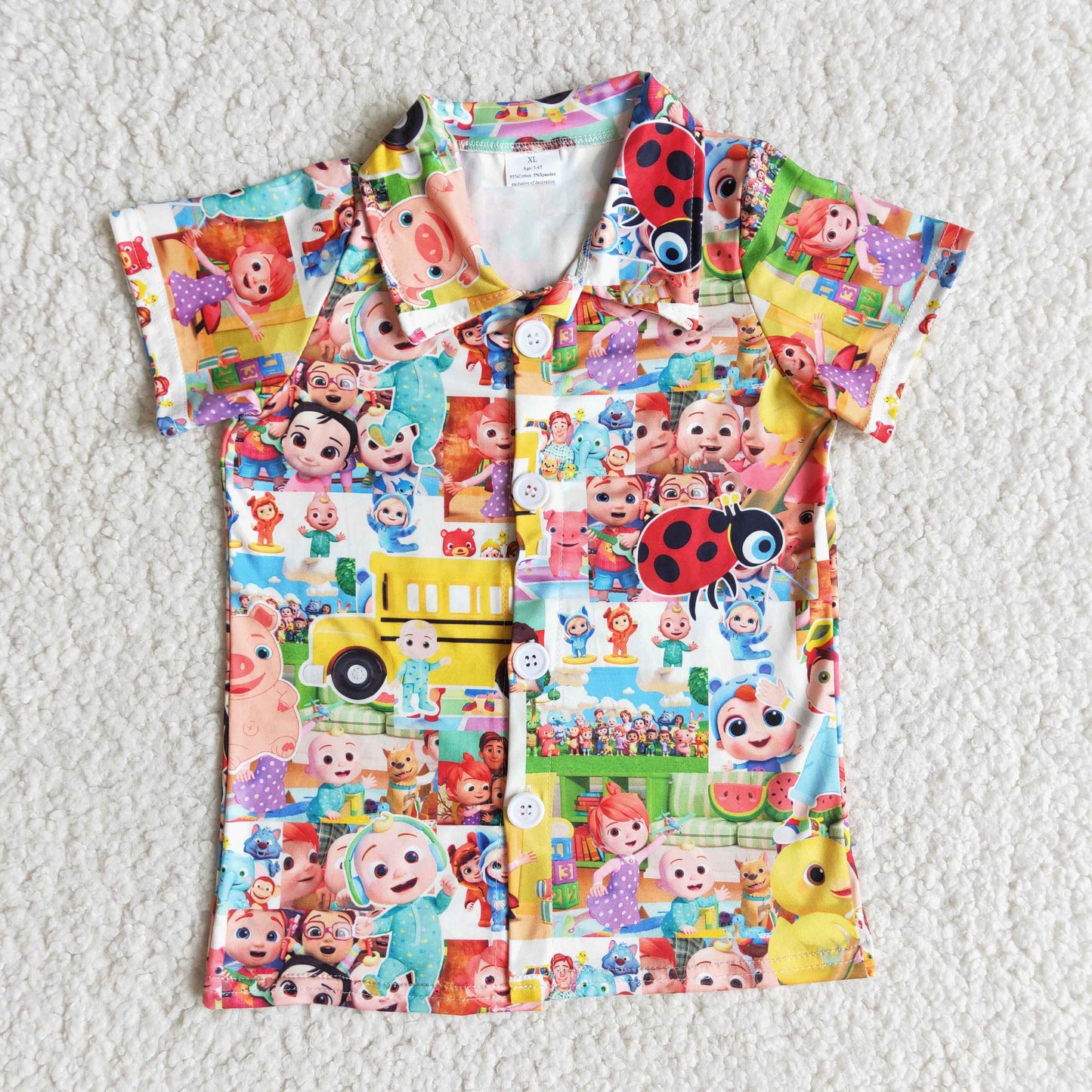 Cute print short sleeve little boys summer polo shirt