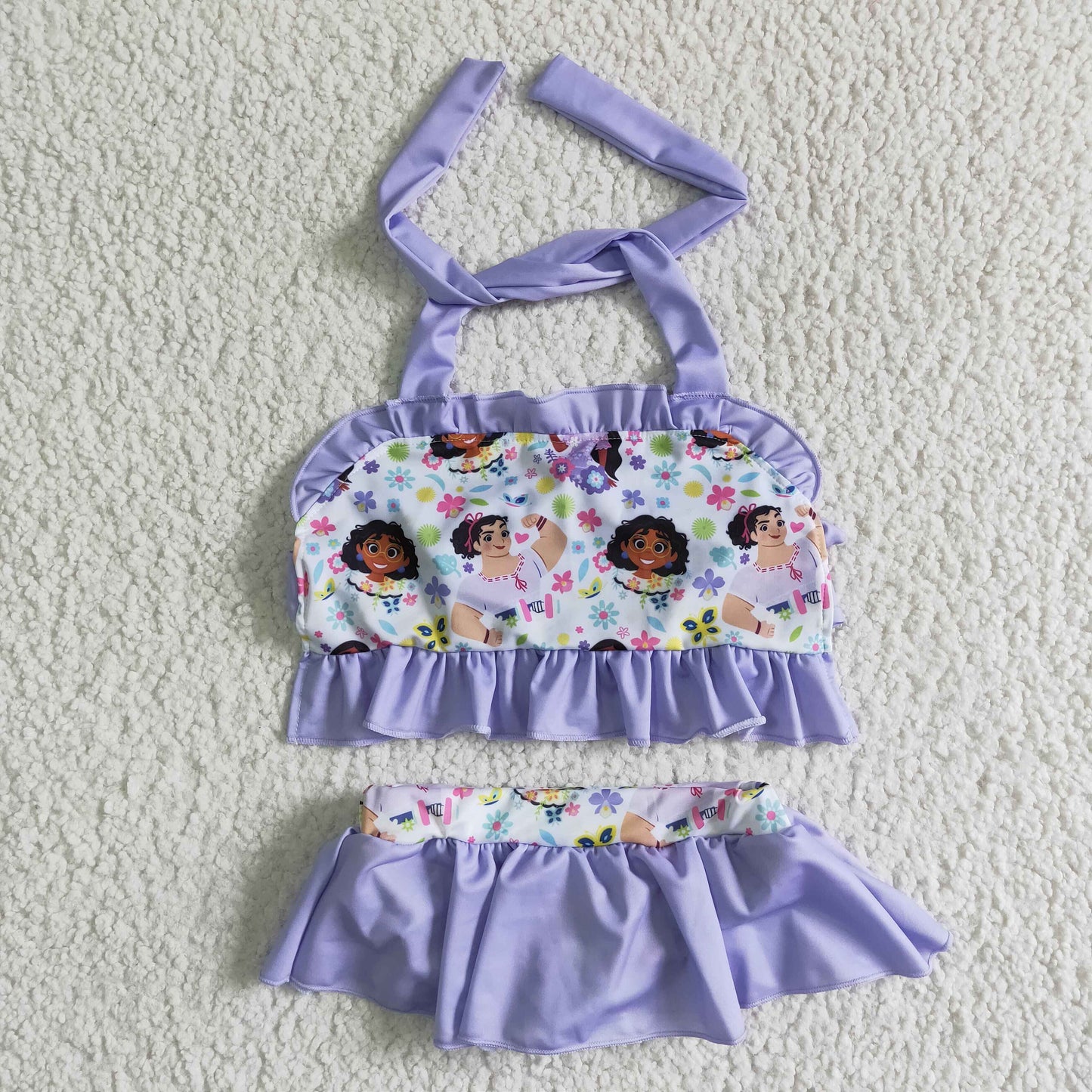 Lavender cute magic print baby girls summer swimsuit