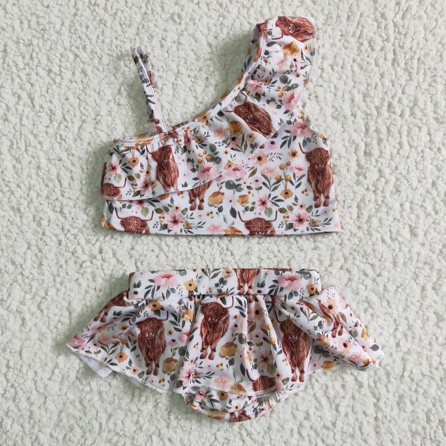 Cow print cute baby girls summer swimsuit