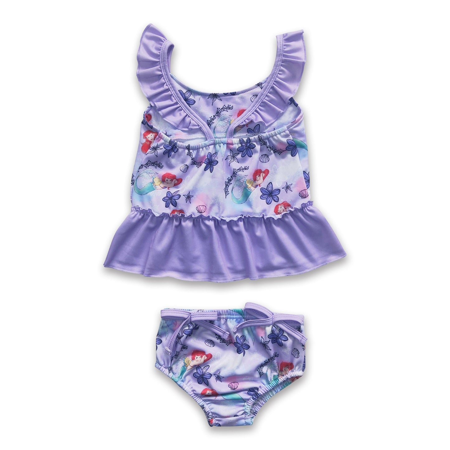 Lavender fishing princess baby girls summer swimsuit