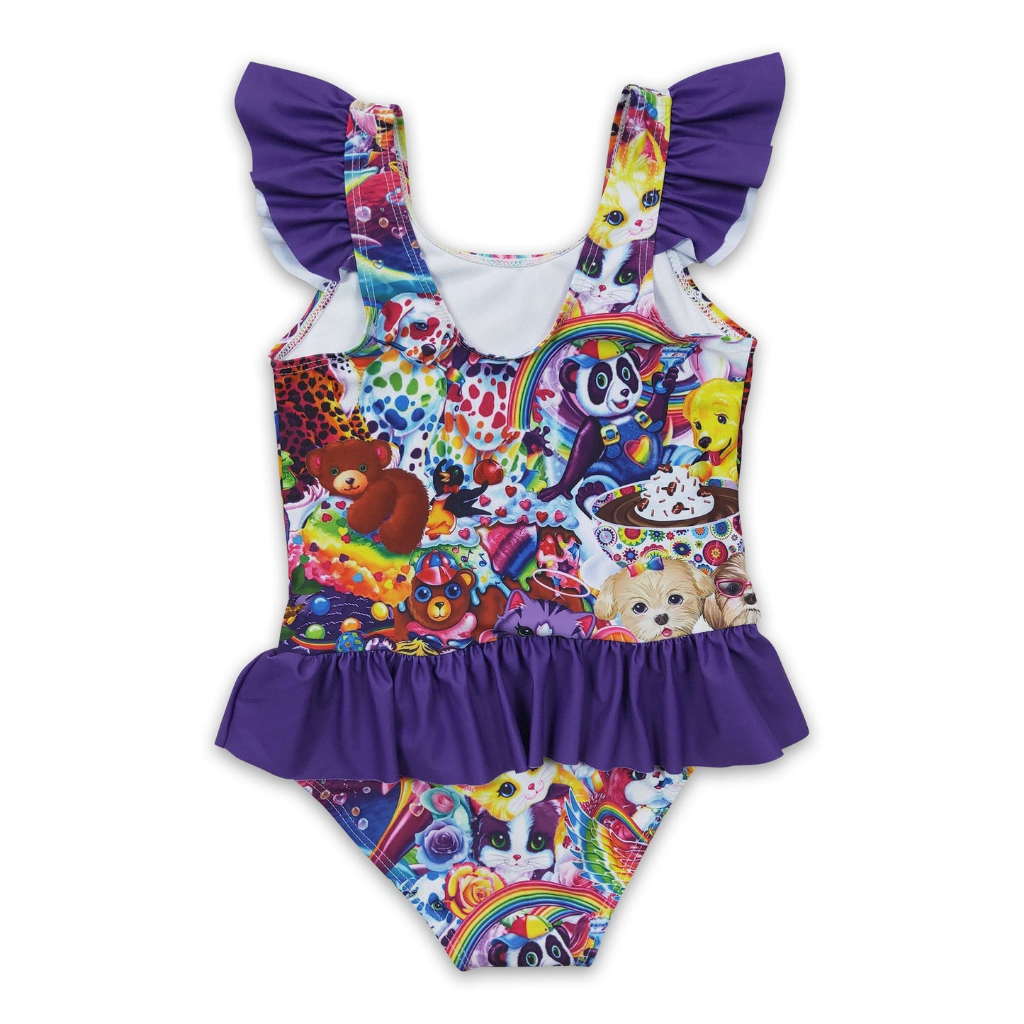 Colorful rainbow tiger baby girls summer swimsuit