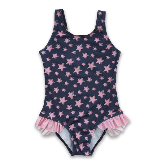 Star print baby girls summer one pc lining swimsuit