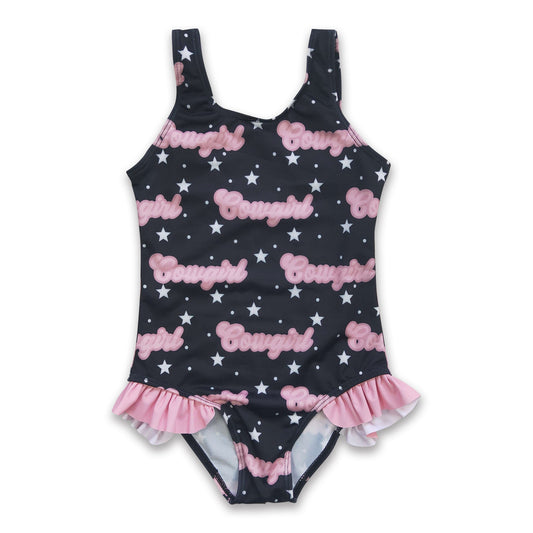 Cowgirl baby girls summer one pc lining swimsuit